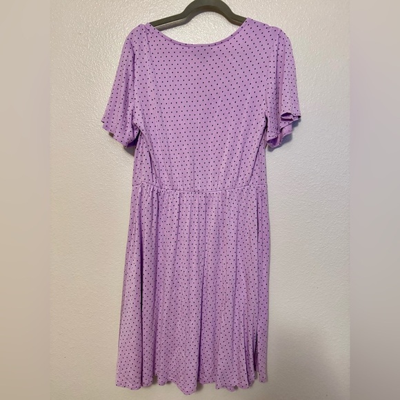 Lane Bryant Lilac Dotted Midi Dress with black polka dots - Picture 2 of 3